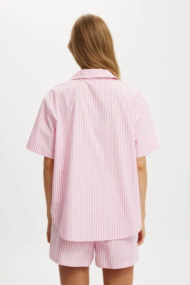Women Pajamas Cotton On Body Poplin Sleep Set Lovers Blush Stripe