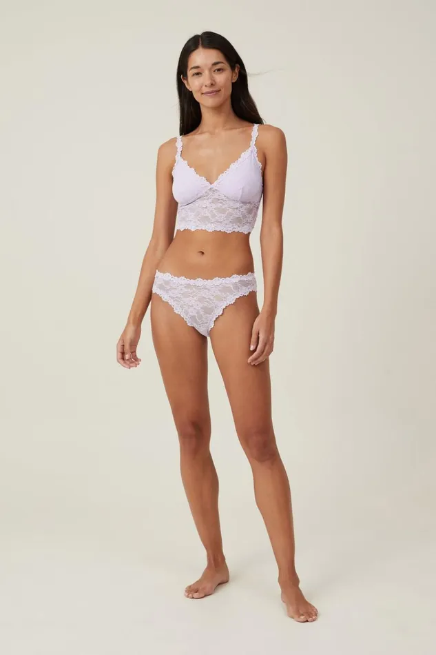 Women Panties Cotton On Stretch Lace Cheeky Brief Lilac Breeze
