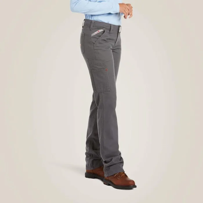 Women Pants and Shorts Ariat FR Stretch DuraLight Canvas Stackable Straight Leg Pant Iron Grey Women Pants and Shorts Ariat FR Stretch DuraLight Canvas Stackable Straight Leg Pant Iron Grey