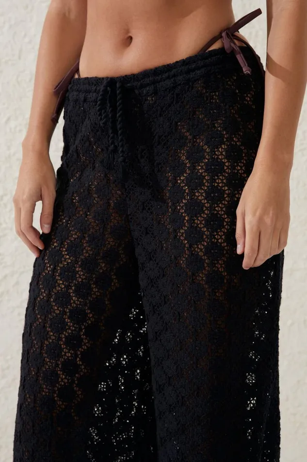 Women Pants Cotton On Crochet Beach Pant Blackcrochet