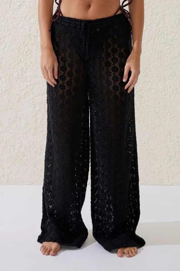 Women Pants Cotton On Crochet Beach Pant Blackcrochet