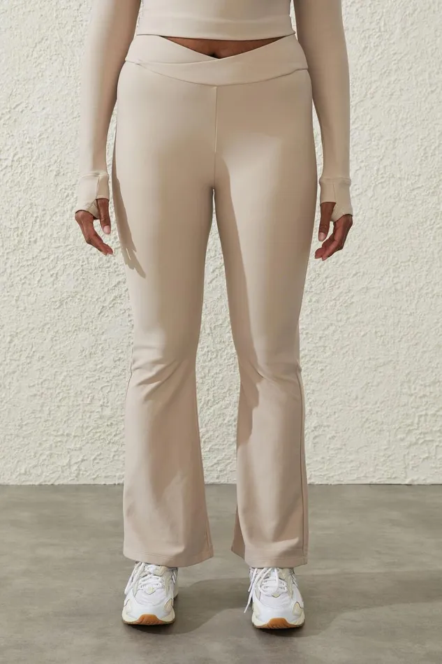 Women Pants Cotton On Fleece Lined Full Length Flare White Pepper