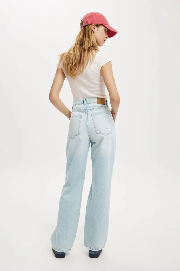 Women Pants Cotton On Loose Straight Jean Crystal Blue Rip Women Pants Cotton On Loose Straight Jean Crystal Blue Rip
