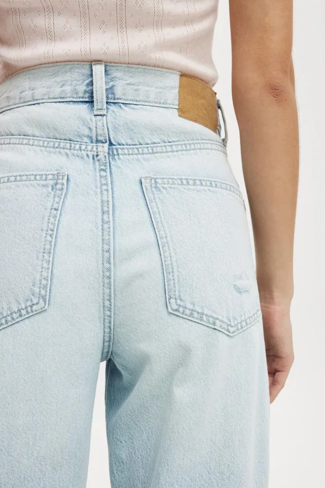Women Pants Cotton On Loose Straight Jean Crystal Blue Rip Women Pants Cotton On Loose Straight Jean Crystal Blue Rip