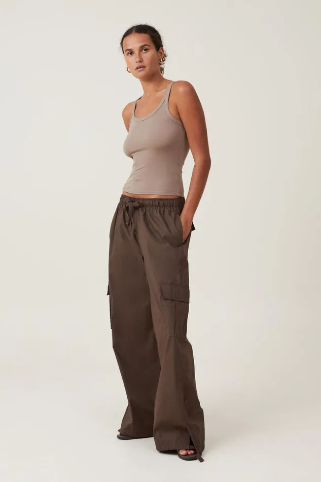 Women Pants Cotton On Summer Cargo Pant Dark Brown