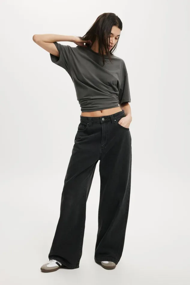 Women Pants Cotton On Super Baggy Jean Graphite Black