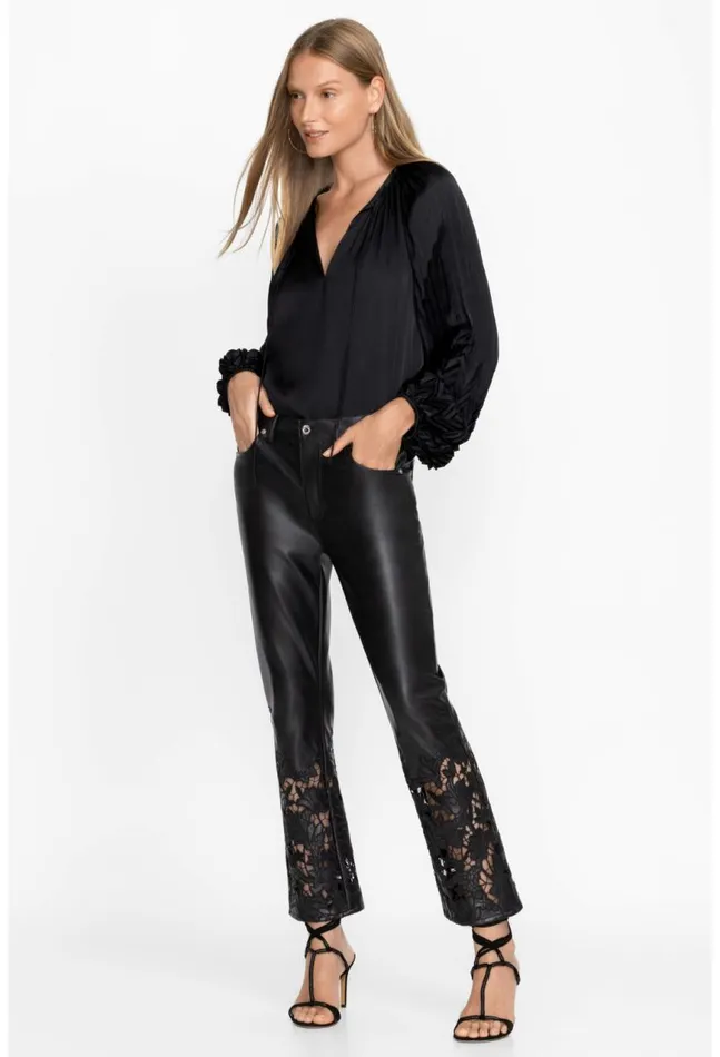 Women Portia Vegan Leather Pant Black Johnny Was Bottoms