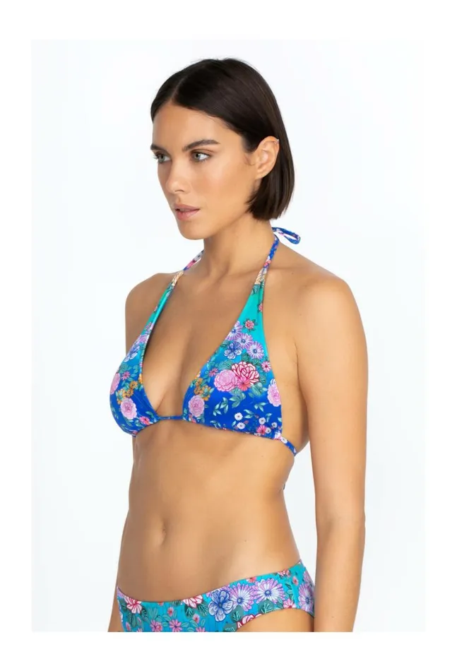 Women Rainbow Colorblast String Bikini Top Rainbow Johnny Was TwoPieces