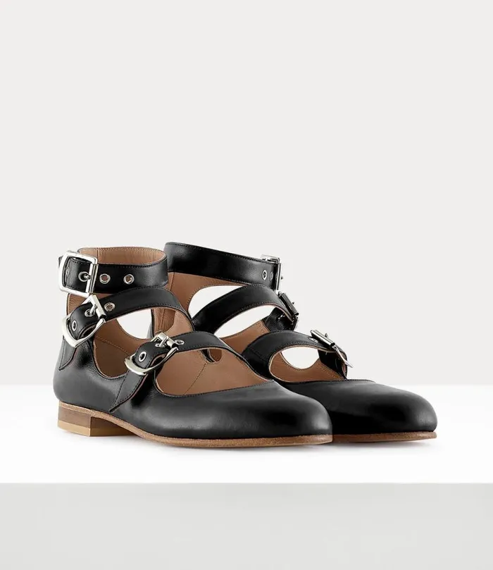 Women Roman Three Strap Sandal Black Vivienne Westwood Flats Women Roman Three Strap Sandal Black Vivienne Westwood Flats