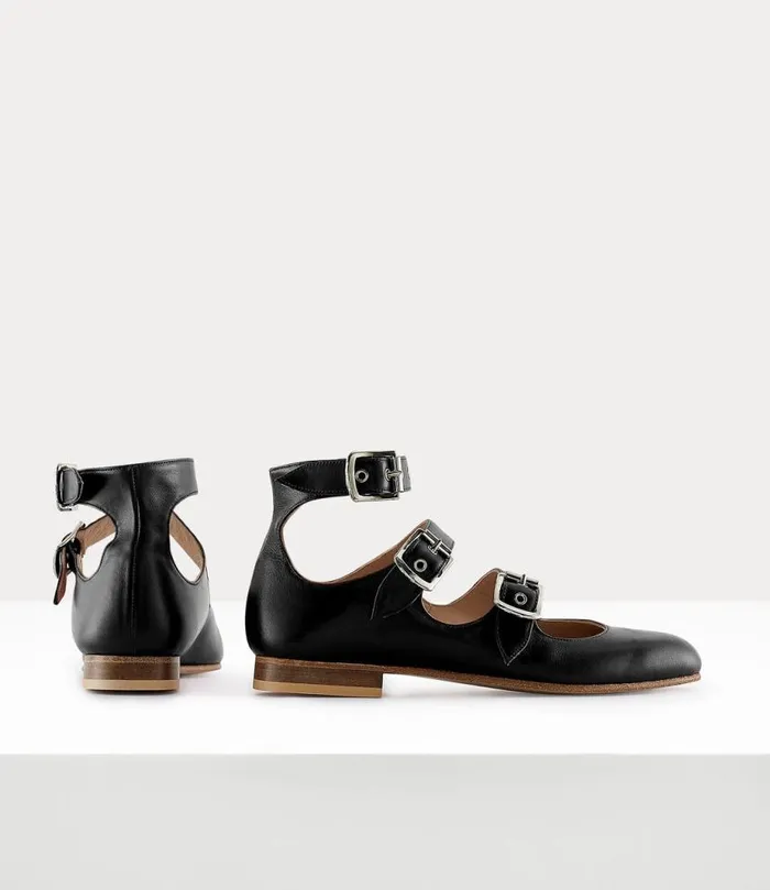 Women Roman Three Strap Sandal Black Vivienne Westwood Flats Women Roman Three Strap Sandal Black Vivienne Westwood Flats