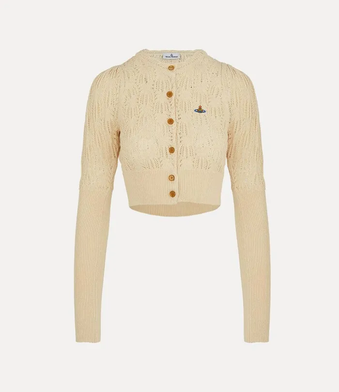 Women Samantha Cropped Cardigan Cream Vivienne Westwood Knitwear