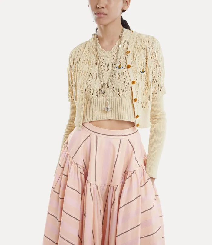 Women Samantha Cropped Cardigan Cream Vivienne Westwood Knitwear
