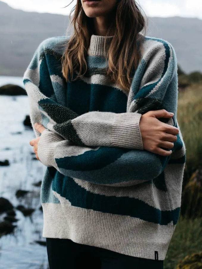 Women Shale Stitch Jumper Naturalblue Multi Finisterre Knitwear