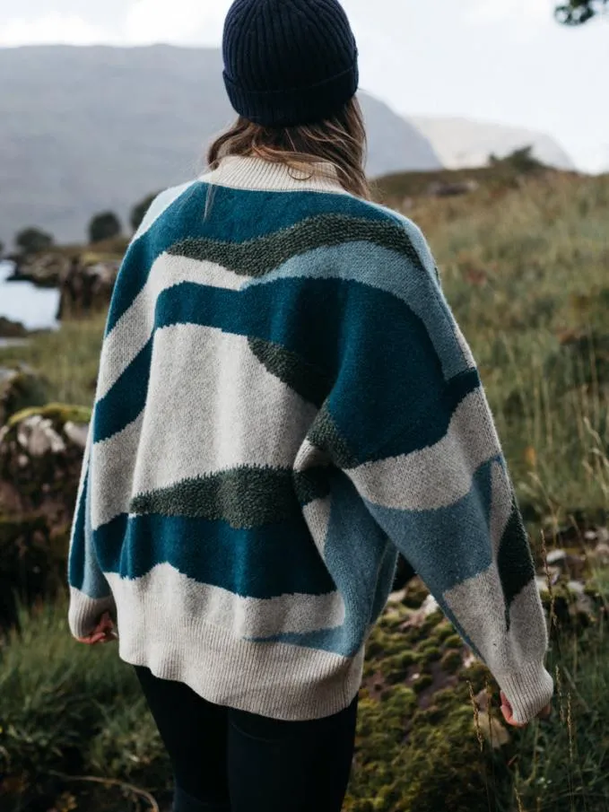 Women Shale Stitch Jumper Naturalblue Multi Finisterre Knitwear