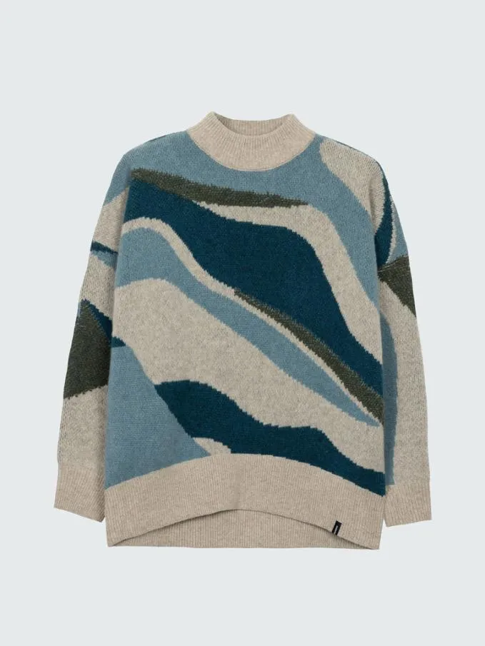 Women Shale Stitch Jumper Naturalblue Multi Finisterre Knitwear