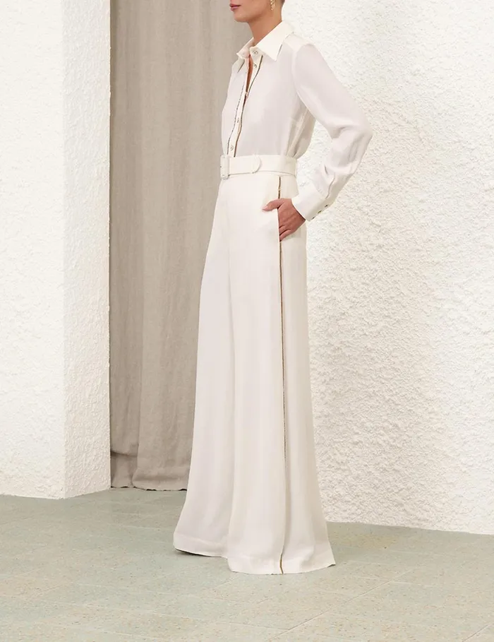 Women Shorts and Pants Zimmermann Belted Chain Pant Cream