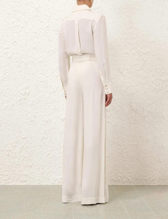 Women Shorts and Pants Zimmermann Belted Chain Pant Cream