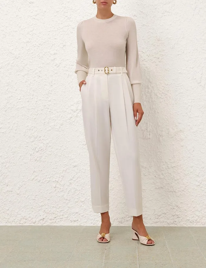 Women Shorts and Pants Zimmermann Crush Barrel Pant Milk