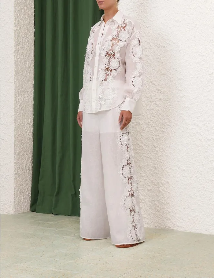 Women Shorts and Pants Zimmermann Halliday Lace Flower Pant Ivory