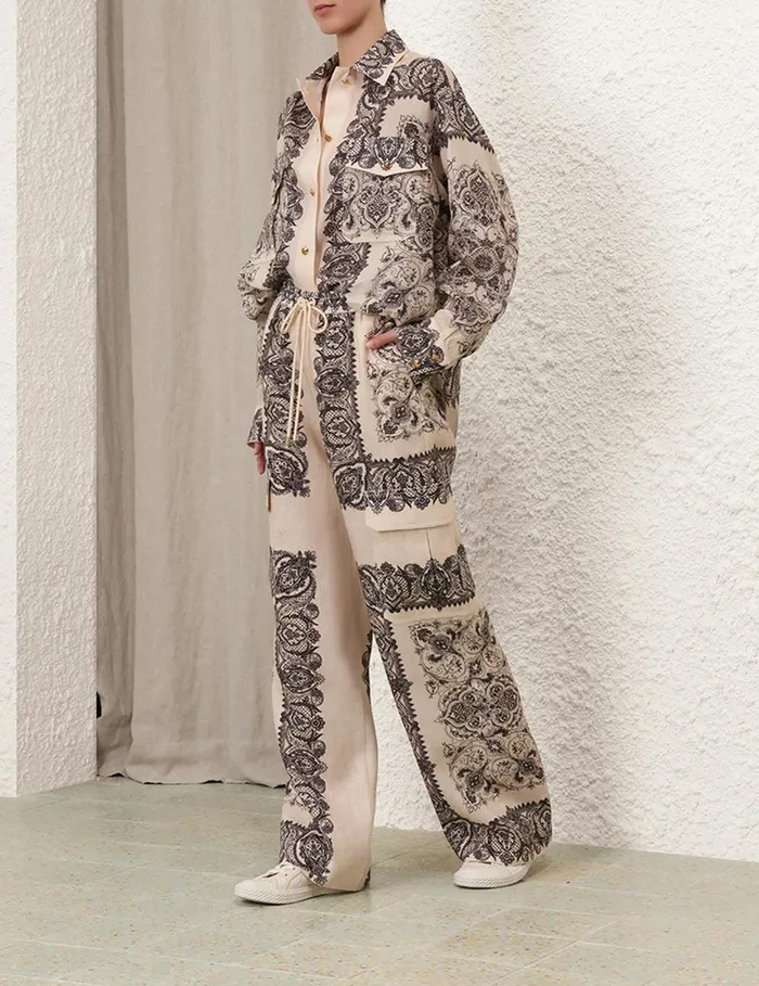 Women Shorts and Pants Zimmermann Utility Track Pant Tea Paisley