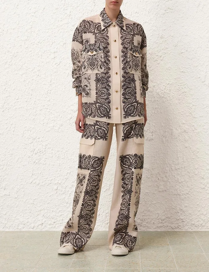 Women Shorts and Pants Zimmermann Utility Track Pant Tea Paisley
