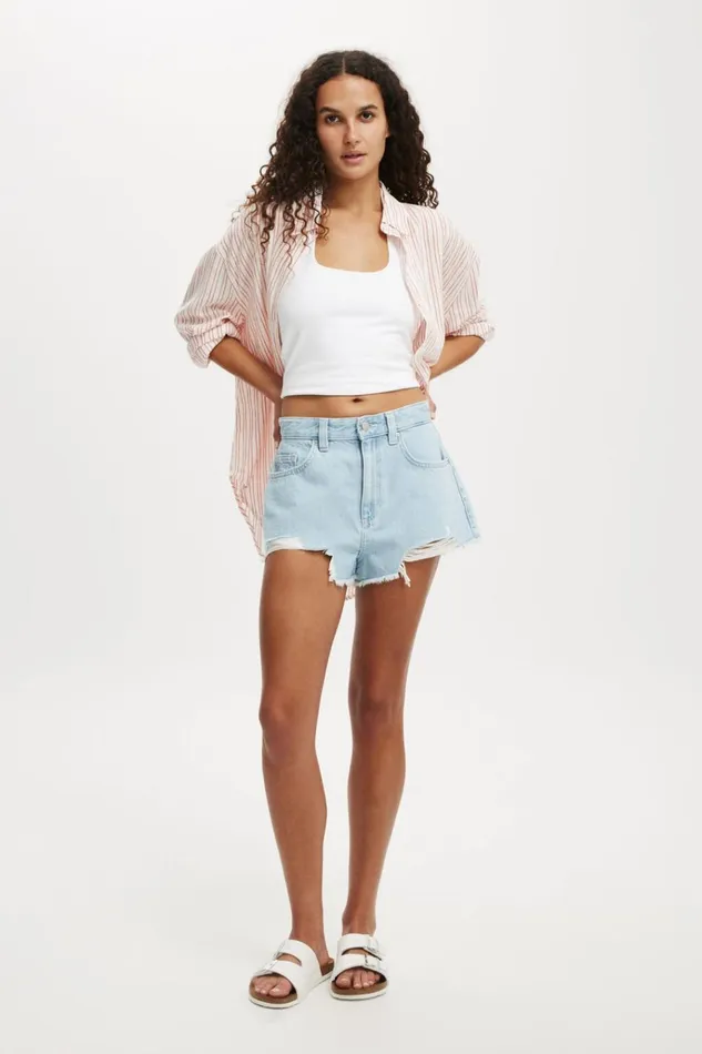 Women Shorts Cotton On Cheeky Denim Short Crystal Blue
