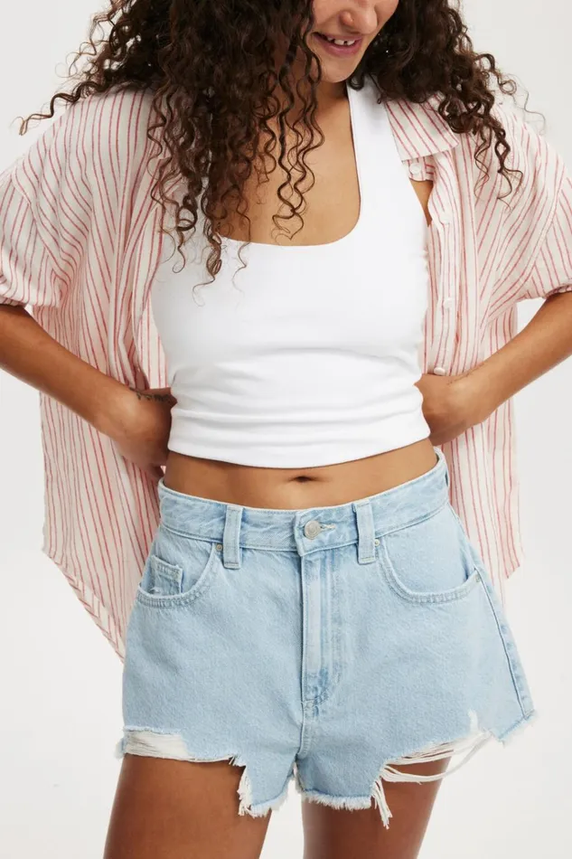 Women Shorts Cotton On Cheeky Denim Short Crystal Blue