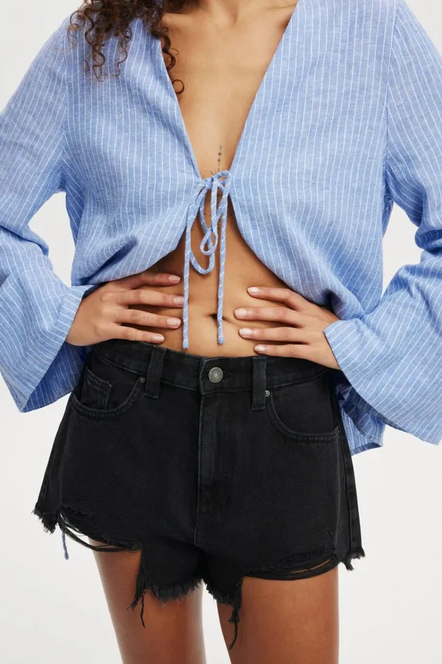Women Shorts Cotton On Cheeky Denim Short Graphite Black