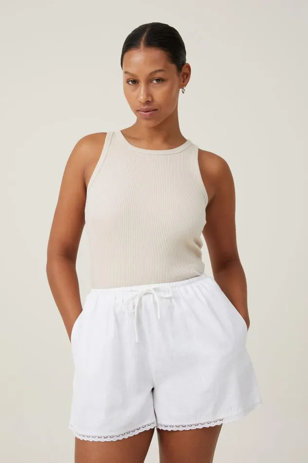 Women Shorts Cotton On Haven Short White Lace Trim