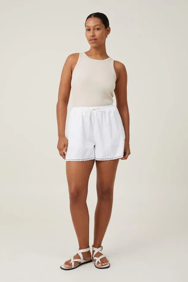 Women Shorts Cotton On Haven Short White Lace Trim