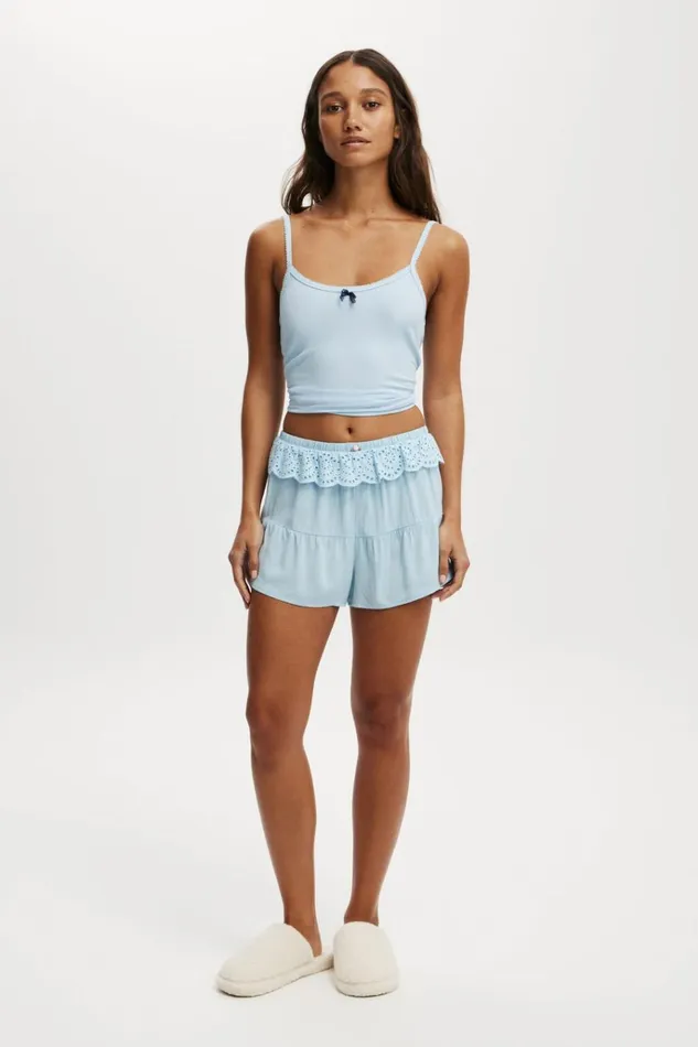 Women Shorts Cotton On Ruffle Woven Short Eiffel Sky