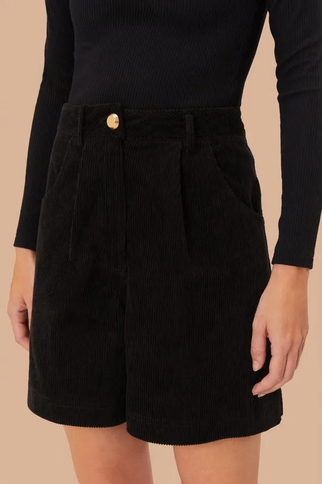 Women Shorts Farm Rio Black Corduroy Shorts