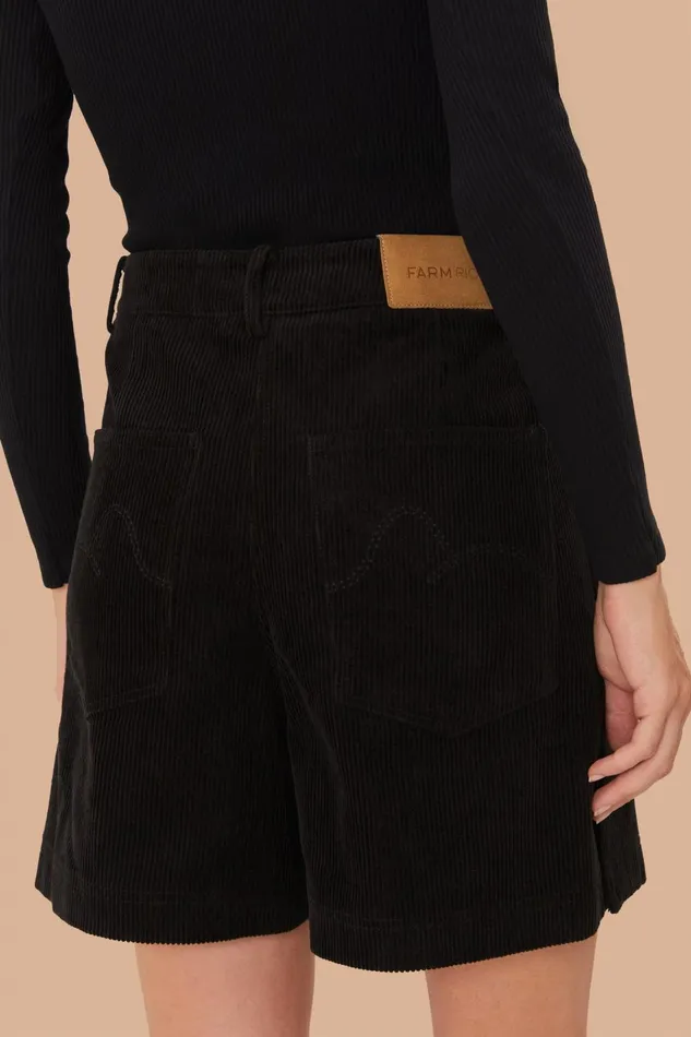 Women Shorts Farm Rio Black Corduroy Shorts