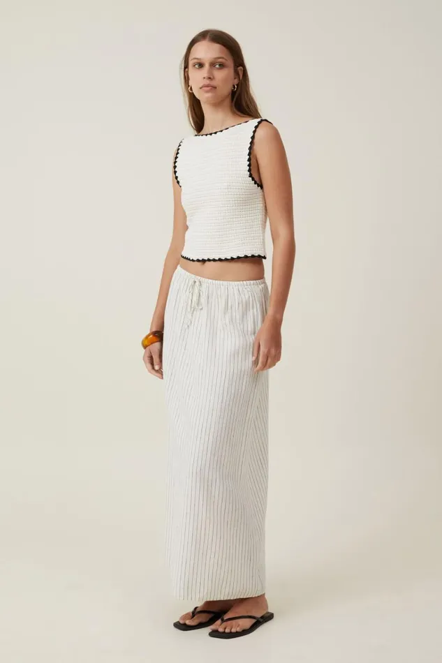 Women Skirts Cotton On Haven Maxi Slip Skirt Dahna Pinstripe
