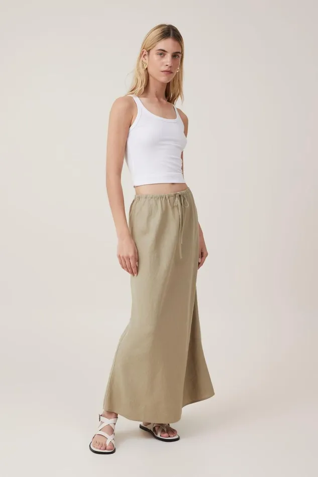 Women Skirts Cotton On Haven Maxi Slip Skirt Desert Sage