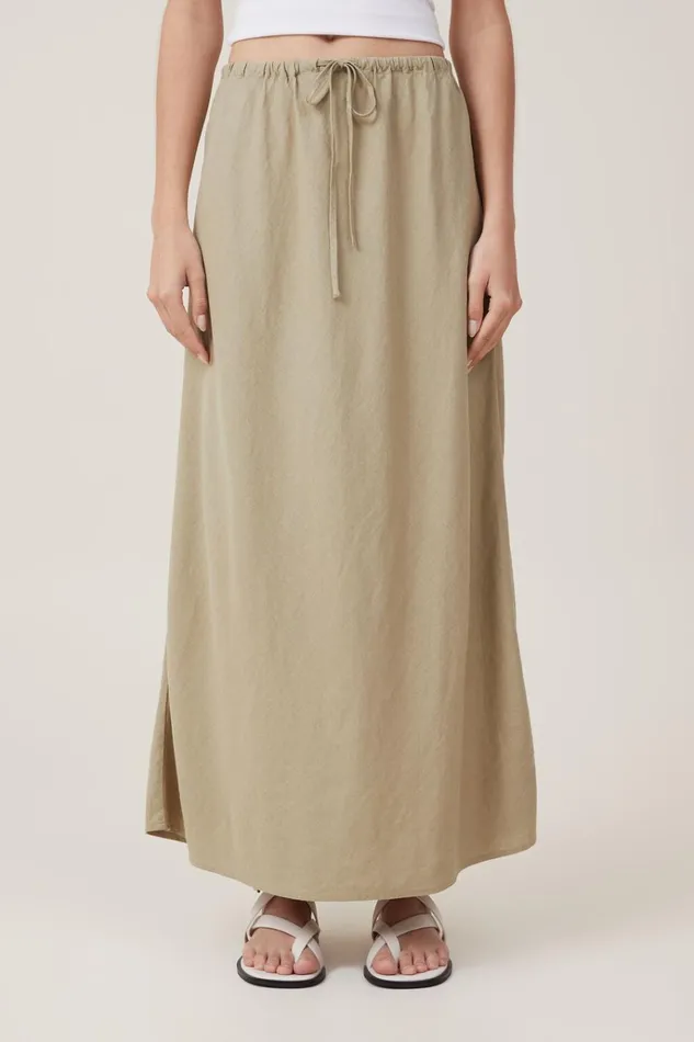 Women Skirts Cotton On Haven Maxi Slip Skirt Desert Sage
