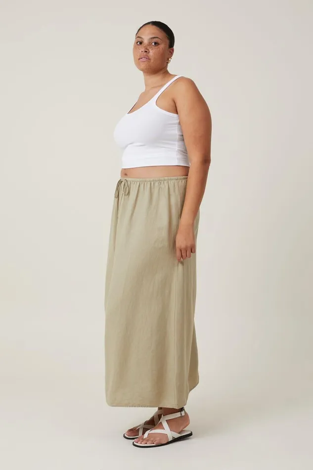 Women Skirts Cotton On Haven Maxi Slip Skirt Desert Sage