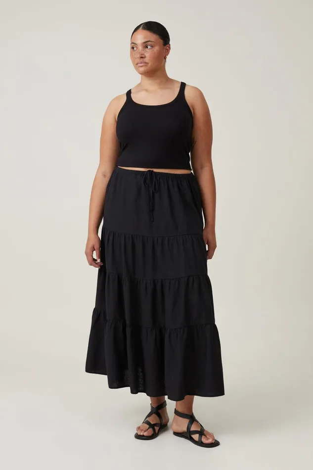 Women Skirts Cotton On Haven Tiered Maxi Skirt Black