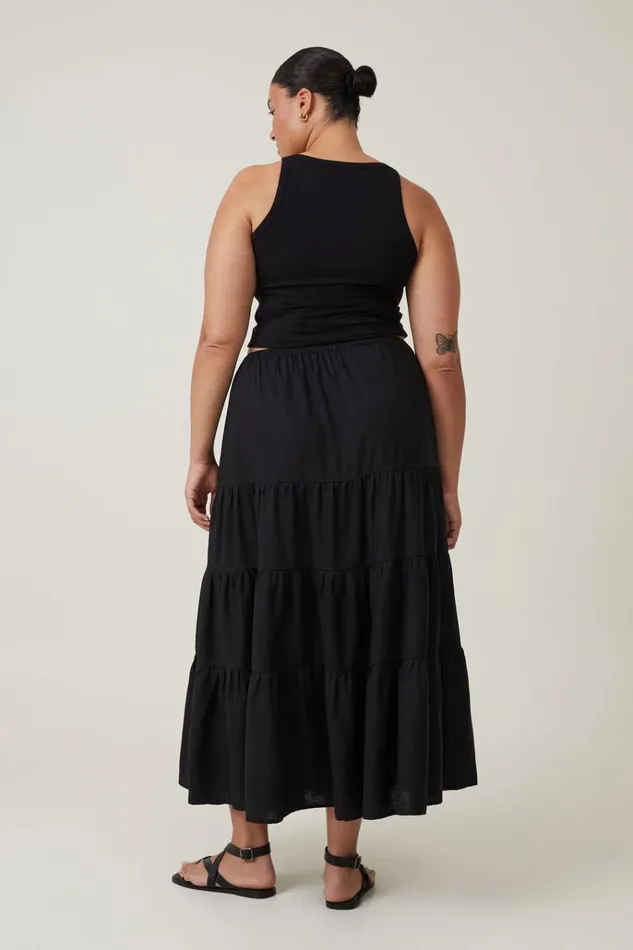 Women Skirts Cotton On Haven Tiered Maxi Skirt Black