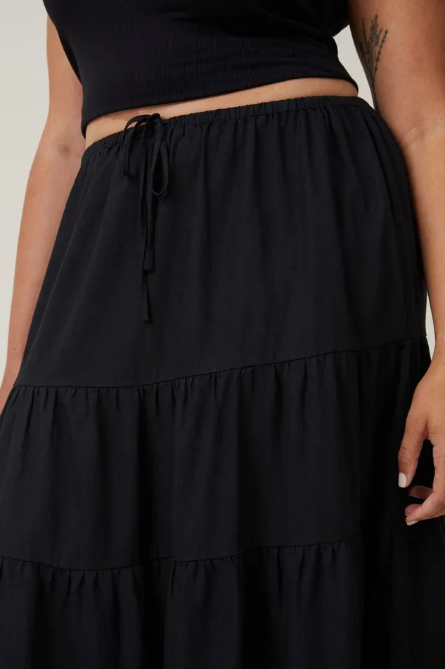 Women Skirts Cotton On Haven Tiered Maxi Skirt Black