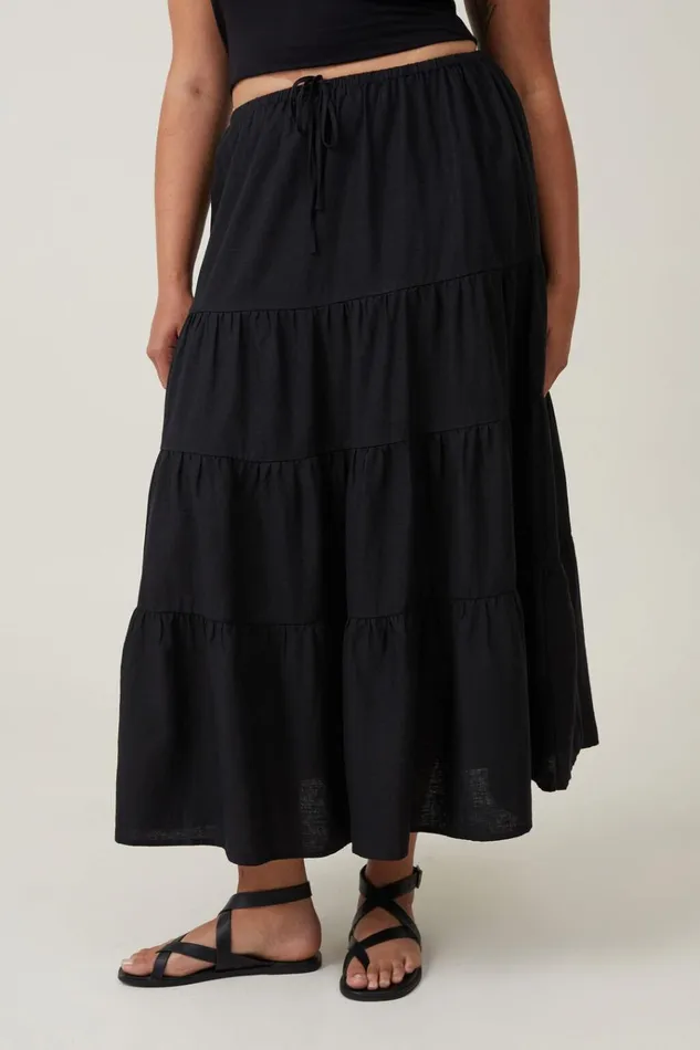 Women Skirts Cotton On Haven Tiered Maxi Skirt Black