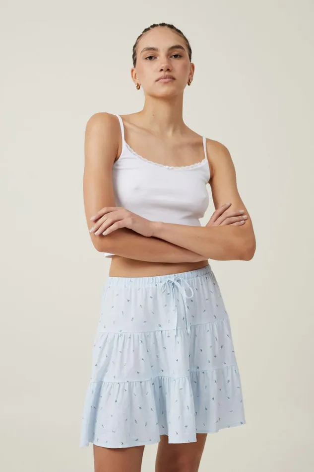 Women Skirts Cotton On Haven Tiered Mini Skirt Rowena Rose Breezy Blue
