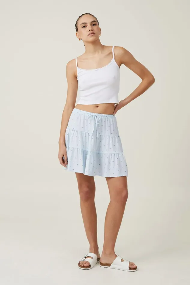 Women Skirts Cotton On Haven Tiered Mini Skirt Rowena Rose Breezy Blue
