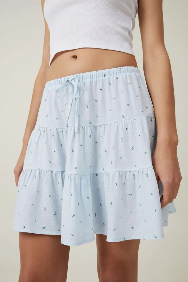 Women Skirts Cotton On Haven Tiered Mini Skirt Rowena Rose Breezy Blue