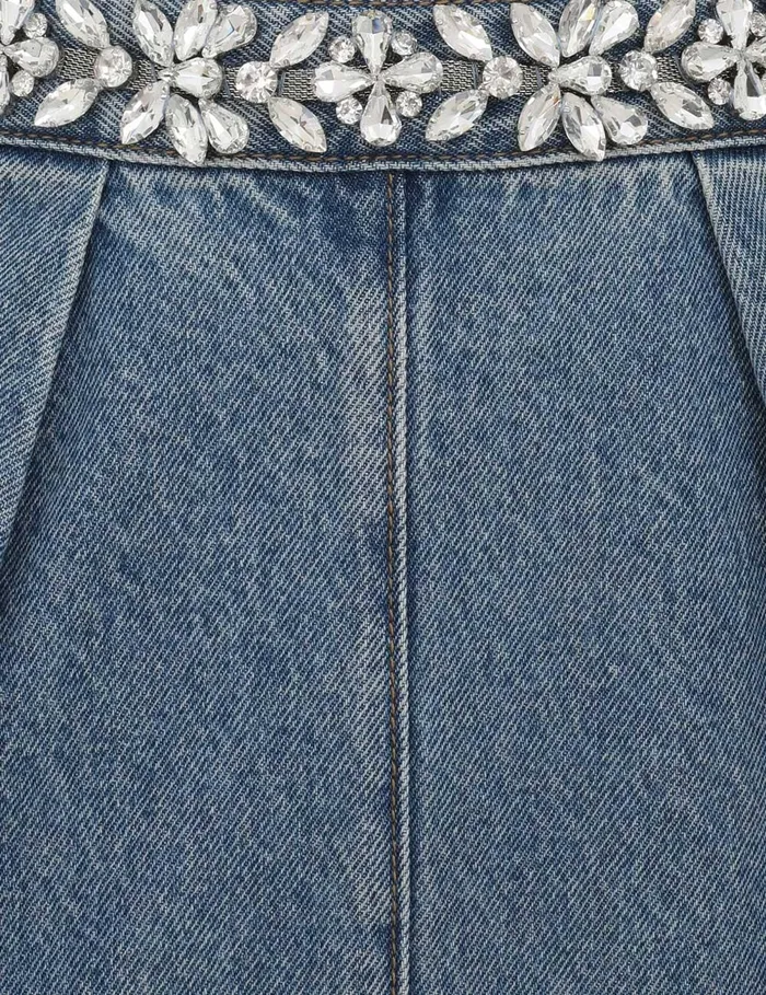 Women Skirts Zimmermann Crush Embellished Denim Skirt Blue Moon