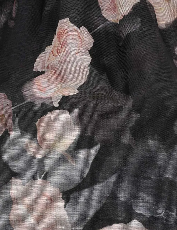 Women Skirts Zimmermann Crush Flared Midi Skirt Black Floral