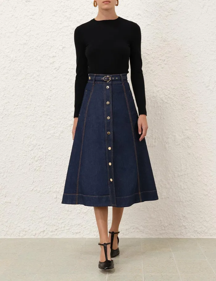Women Skirts Zimmermann Illustration A Line Skirt Ink
