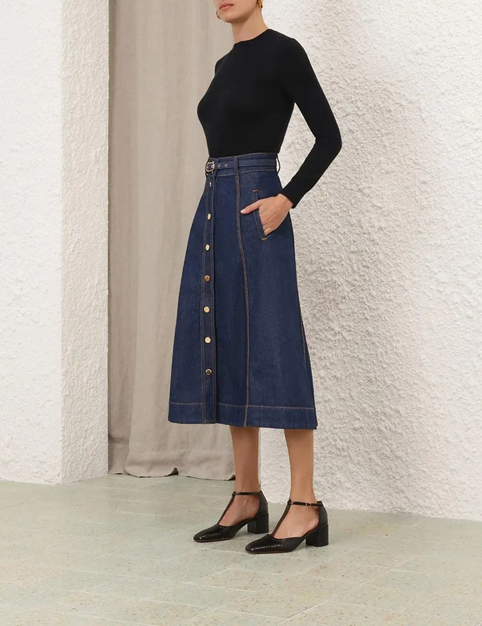 Women Skirts Zimmermann Illustration A Line Skirt Ink