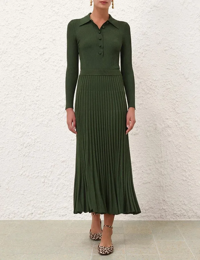Women Skirts Zimmermann Pleated Midi Skirt Forest