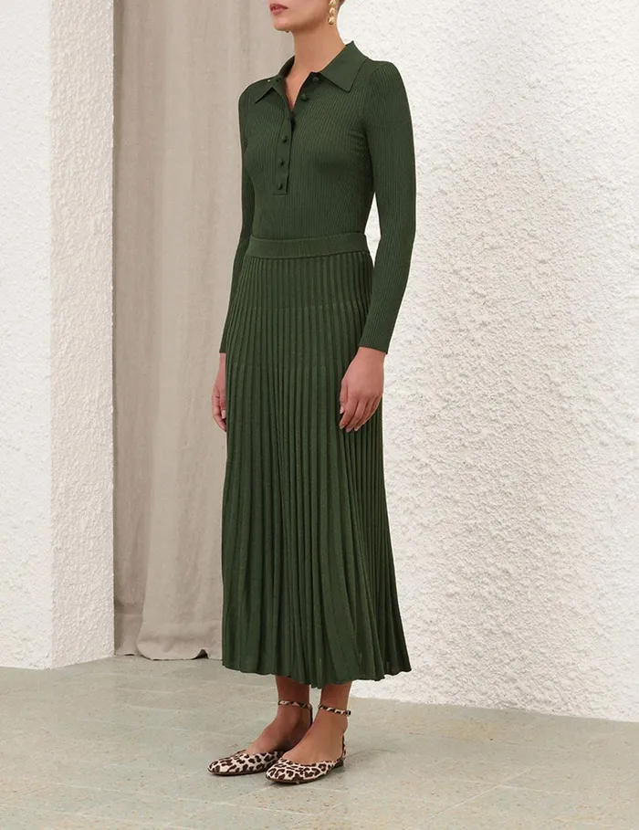 Women Skirts Zimmermann Pleated Midi Skirt Forest